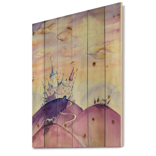 Designart - Fairy Tale Kingdom On Purple Mountain Top